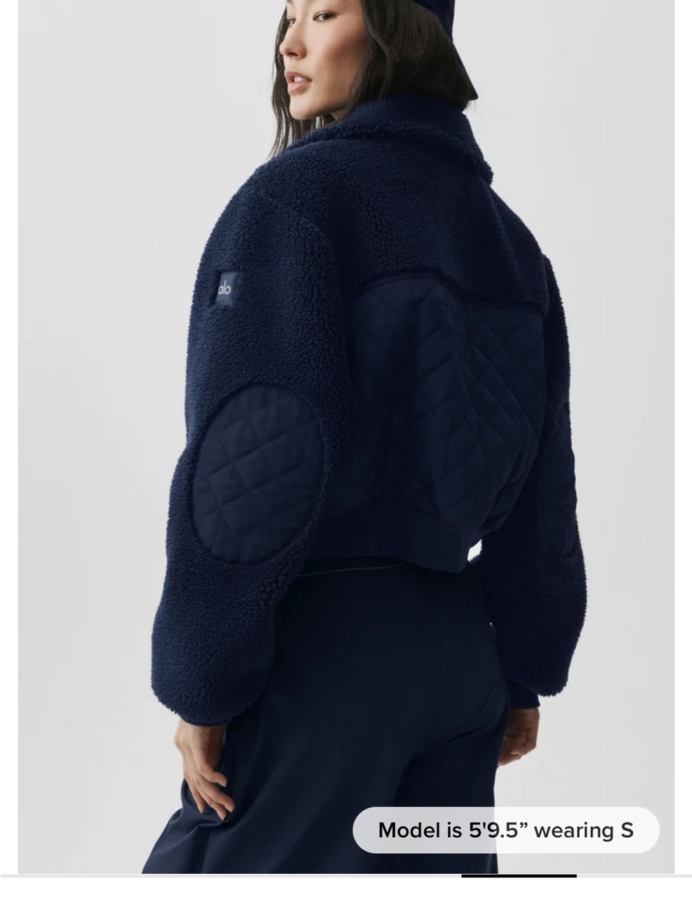 ALO Yoga Navy Quilted Back Sherpa Teddy Jacket